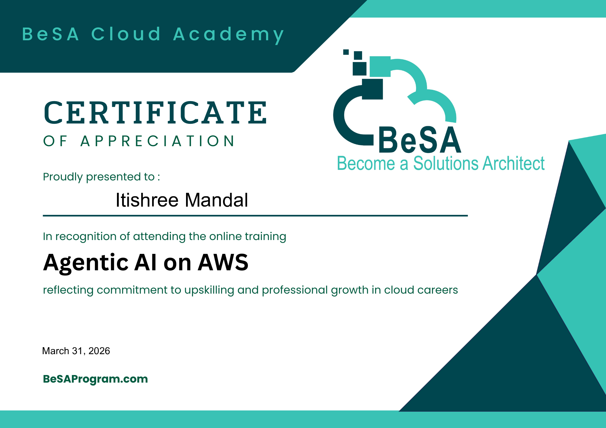 Itishree Mandal -  Agentic AI on AWS
